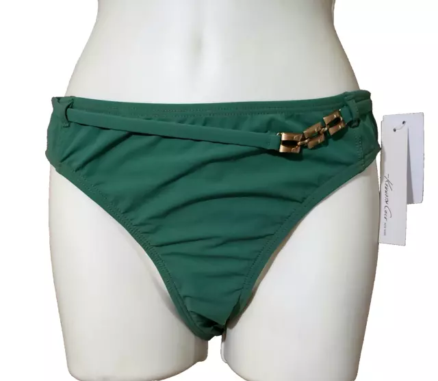 KENNETH COLE Green Belted Hipster Bikini Bottoms Size 10 NWT