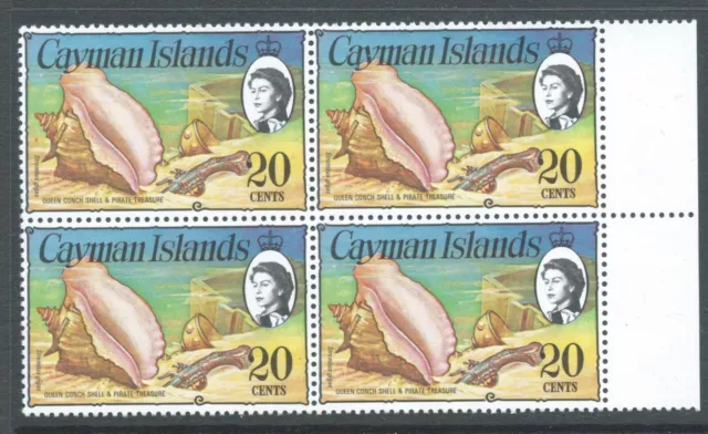 CAYMAN IS QEII 1978 SG417a 20c chalky paper block of 4 unmounted mint. Cat £14
