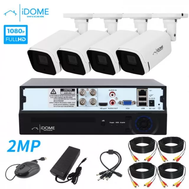 Idome Cctv Home Security 2Mp 4 Channel Dvr Kit Complete Full Hd (Free Balun) Uk