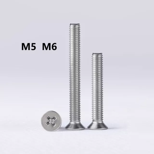 M5 M6 Pozi Countersunk Machine Screws A2 Stainless Pozidrive Csk Bolts DIN 965