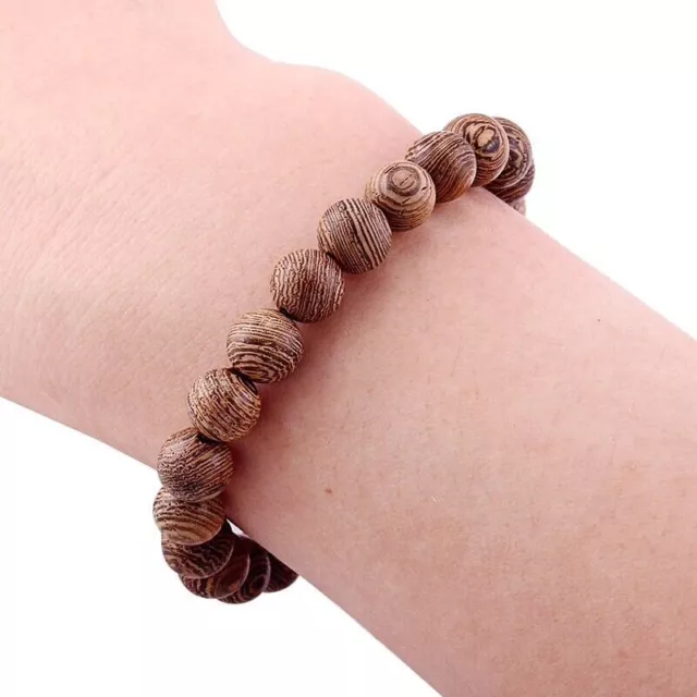 Handmade Natural Wooden Buddha Bead Bracelet, Wood Bead Bracelet 6mm or 8mm