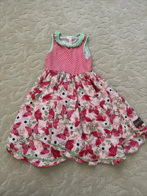 Girls Matilda Jane GOOD TO GO Dress Size 6 Red Butterfly Polka Dot Twirly EUC