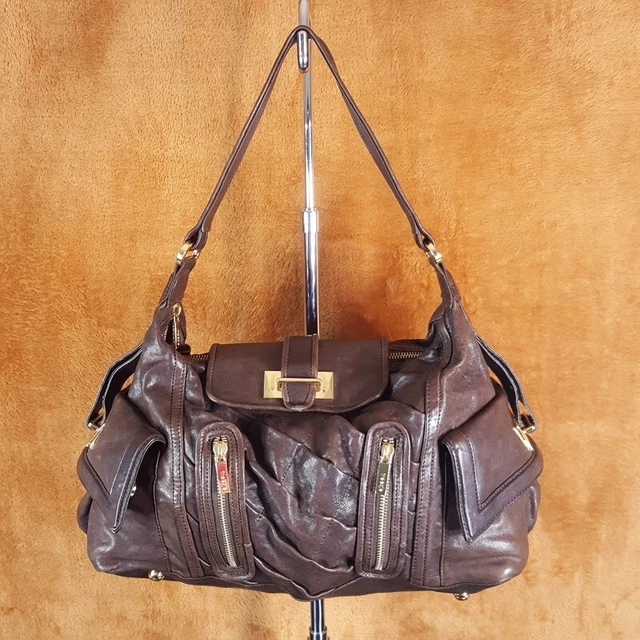 TREESJE Handbag Brown Leather MARSEILLES Slouchy Gold Hardware Shoulder Bag
