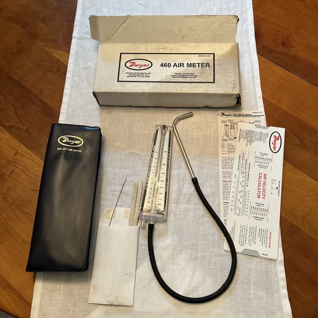 Vintage Dwyer Air Meter Velocity Static Pressure Draft Measurement Tool USA
