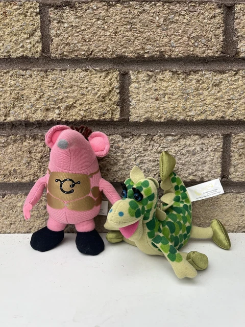 clangers-1999-major-and-soup-dragon-plush-toys-whistling-vintage-retro