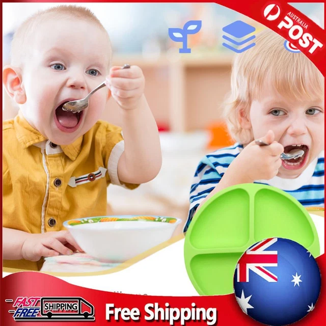 Cute Baby Infant Dining Plate Non Slip Training Sucker Dishes Tableware (Green)