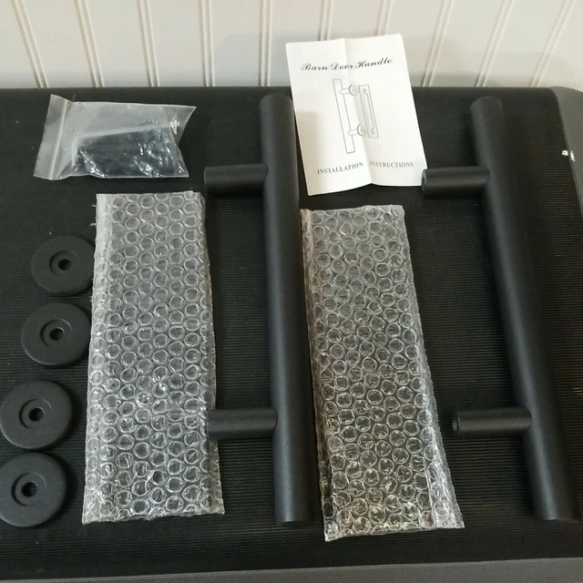 2  Haritoft 12" Sliding Barn Door Handle Pull and Flush Hardware Set, Flat