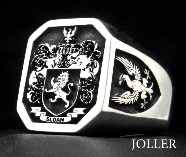 Octagon Signet Ring XL 19x17 Custom Engraved Your Family Crest Solid Silver 925