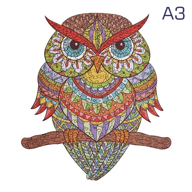 Owl Animals Jigsaw Puzzles Kids Adult Educational Games Wooden DIY Crafts Toys