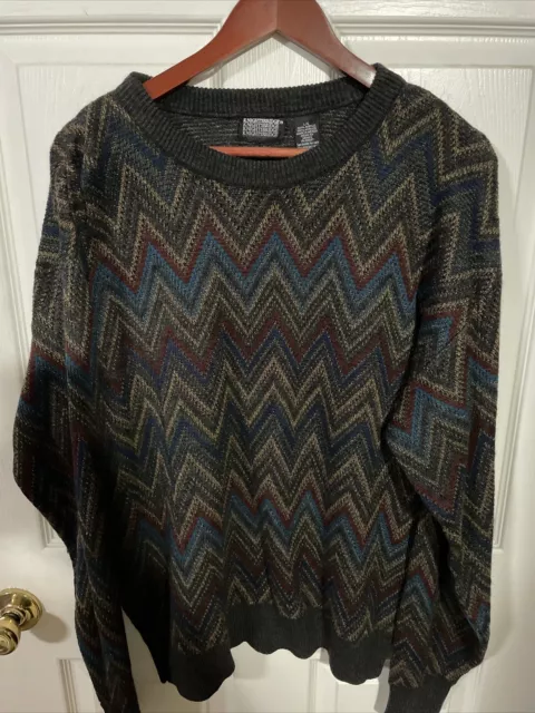 Vtg Knightsbridge Sweater Mens Large Multicolor Stripe LS Bill Cosby Coogi