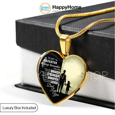 Father and Daughter Heart Necklace Dad Love You Birthday Gift for Daughter -N419
