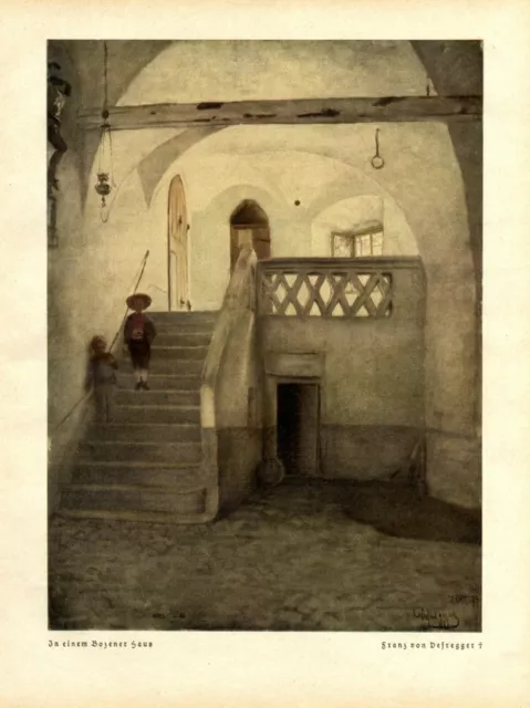 In einem Bozener Haus Kunstdruck 1923 Franz von Defregger * Stronach Bozen Tirol