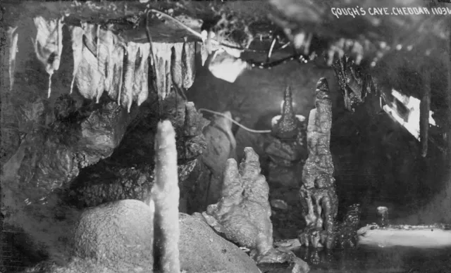 Gough's Cave, Cheddar, Somerset Vintage Real Photo Postcard by Chapman & Son