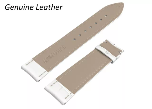 Genuine Leather WHITE Strap For SEIKO Watch Band Buckle Clasp 12-24mm Mens 3