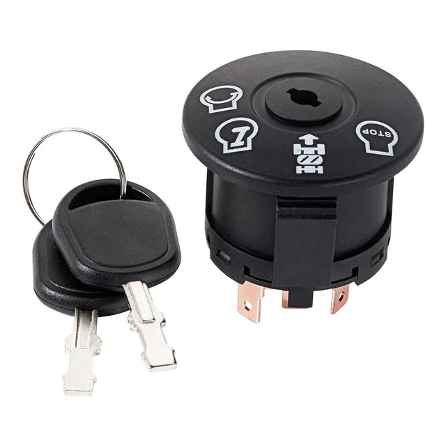 Commutateur Démarreur Tondeuse 3 Positions - 2 Clés - Compatible Cub Cadet, Troy-Bilt, Craftsman