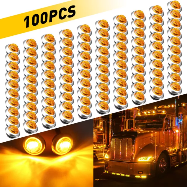 20/50/100X 3/4" 12V Side Marker LIGHTS LED Bullet Truck Trailer RV Round W/ Base