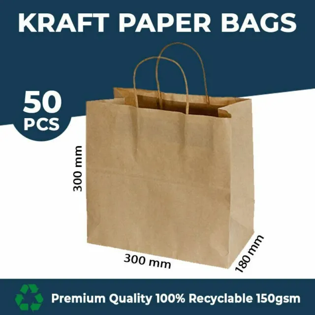 AU Bulk Kraft Paper Bags Gift Shopping Carry Craft Brown Retail Bag with Handles