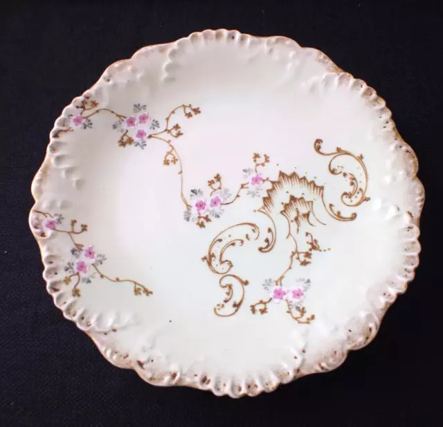 Antique Signed AKCD LIMOGES France Hand Painted Pink FLOWERS 8 1/2" Salad Plate