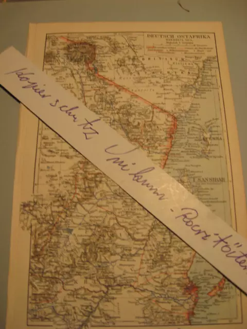 Karte von 1902 Deutsche Kolonien-Afrika Deutsch Ostafrika,Millitär u.a.-Original