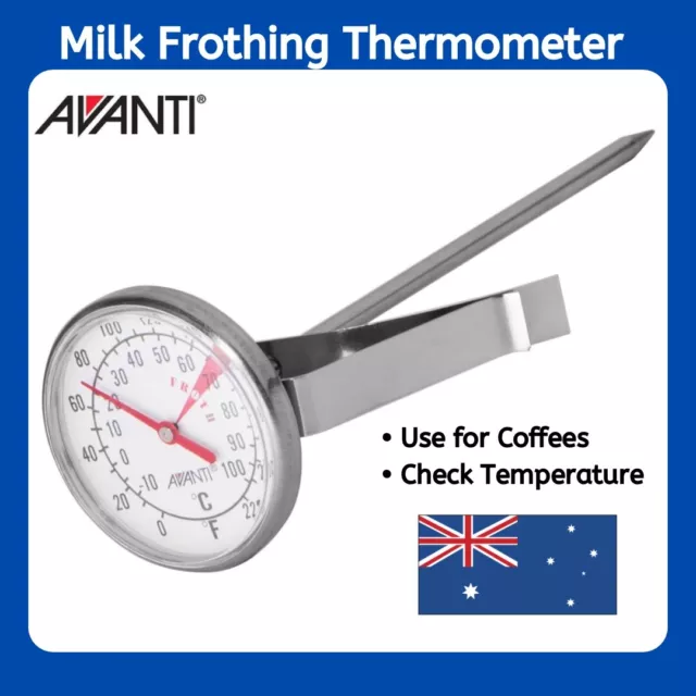 AVANTI Milk Frothing Thermometer Barista Coffee Milk Froth Heat Stainless Steel