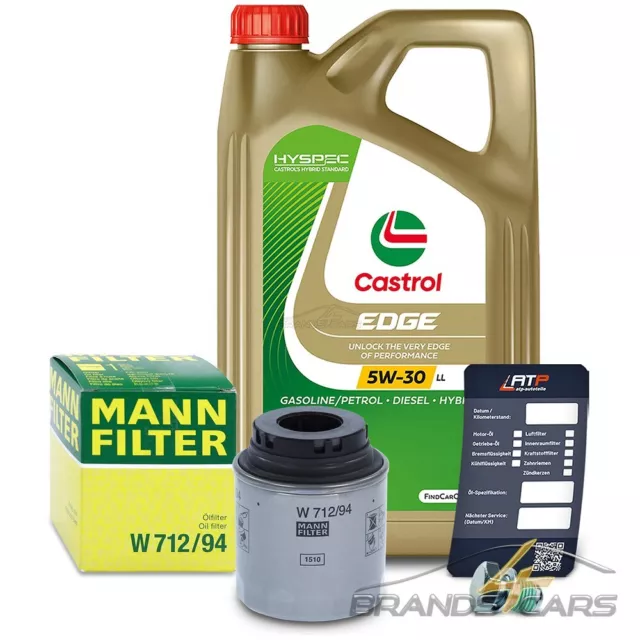 Mann-Filter Ölfilter+5L Castrol Edge 5W-30 Ll Für Vw Golf 6 5K 1.2 1.4 Tsi