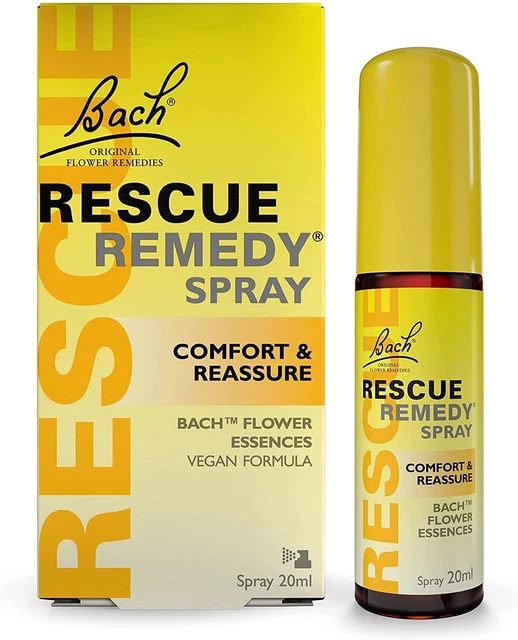 VEGAN Bach Rescue Remedy Spray 20ml REISE SPRAYFLASCHE Blumenessenz Made UK