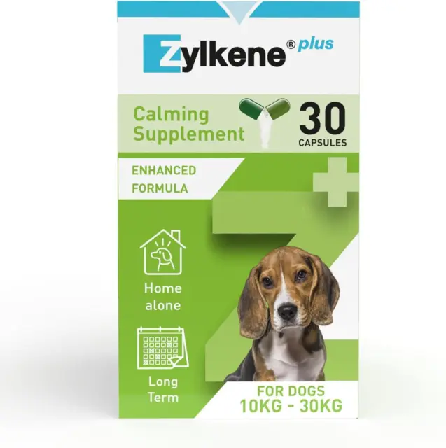 Zylkene - Calming Supplement for Medium Dogs 30kg | Stress Relief | 30 capsules
