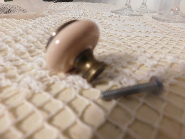 Amerock Beige Ceramic W/Brass Center Door-Drawer Pull-Knob Bp76246-Alb