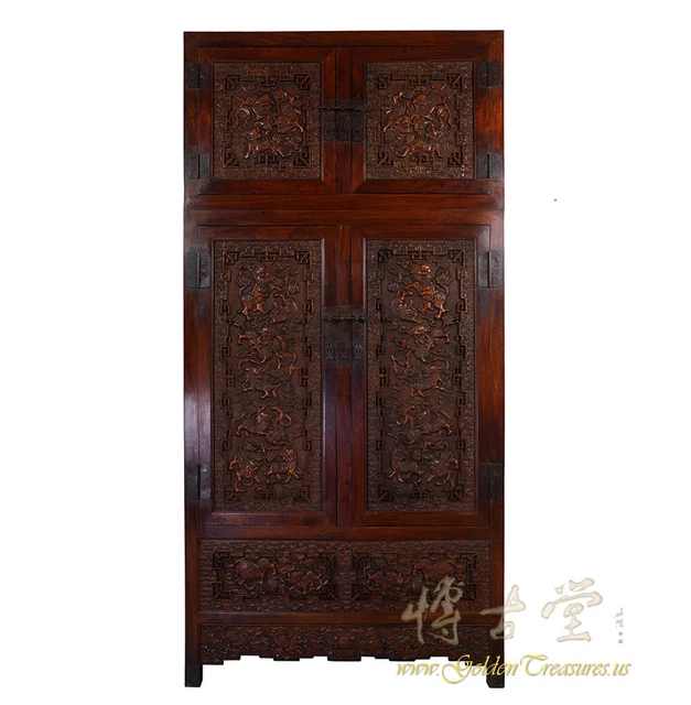 Chinese Antique Carved Camphor Wood Compound Wardrobe 17LP46 Chinese Antique Carved Camphor Wood Compound Wardrobe 17LP46