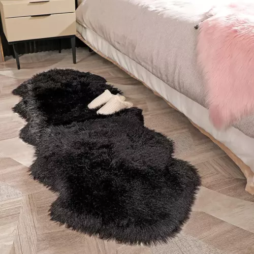 HEQUN Faux Fur Rug, Fluffy Shaggy Rugs,Faux Sheepskin Rugs 60 X 160 CM