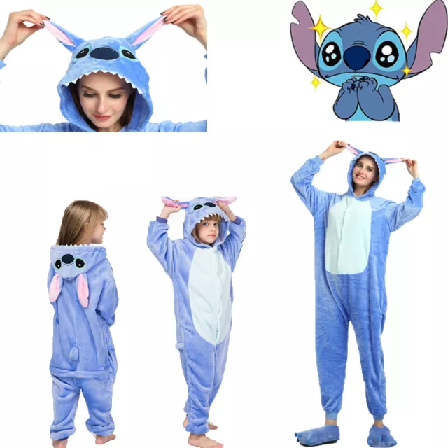 Kids Blue Stitch Cartoon Animal Pajamas Sleepwear Party Costume Xmas Gifts