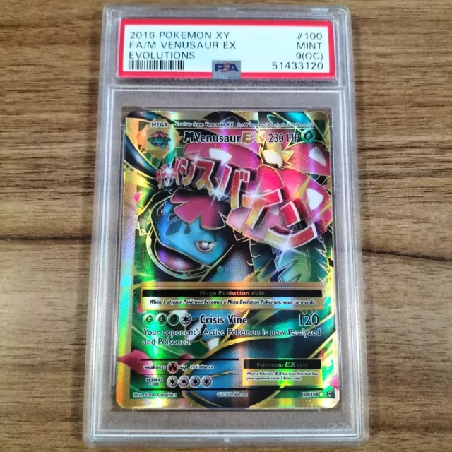 PSA 9(OC) M Venusaur EX - 100/108 XY Evolutions - Full Art Pokemon Card - POP 9