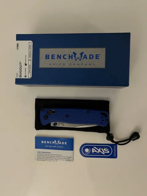 BENCHMADE Bugout 535 Knife CPM-S30V Stainless Steel & Blue Grivory
