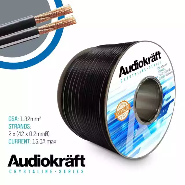 AudioKraft Premium Speaker Cable Twin Flex Home HiFi Audio Wire (Per Metre)