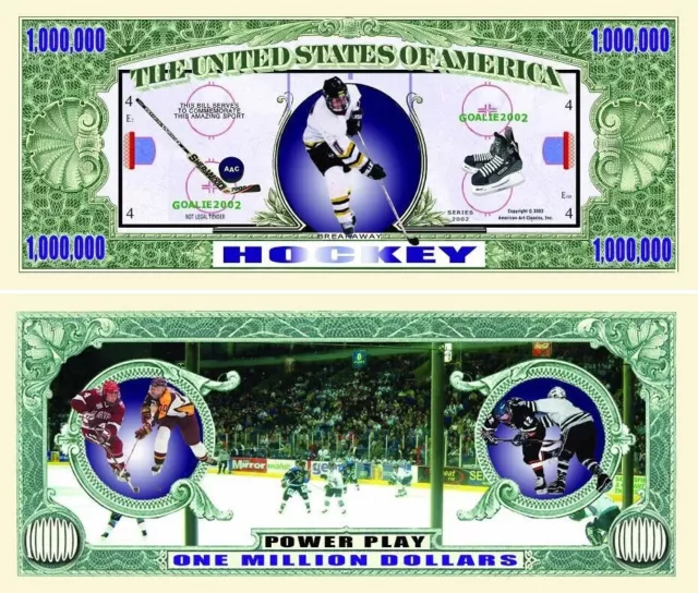 Pack of 50 - Hockey One Million Dollar Bill Collectible Novelty Dollar Bill