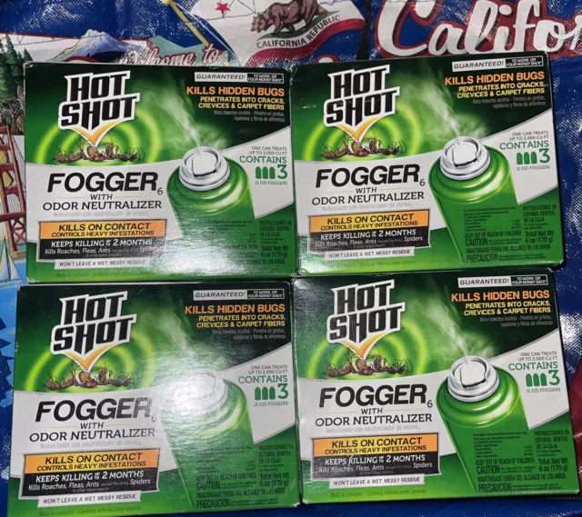 Hot Shot Insect Fogger With Odor Neutralizer 3 Pack Boxes 4 = 12 Bottles Total