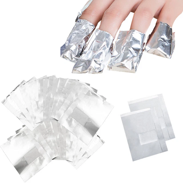 200 piezas removedor de esmalte de uñas envolturas gel lámina de manicura aluminio