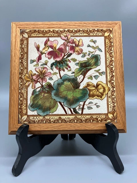 Framed Floral Aesthetic Pattern Multicolored Transfer English Fireplace Tile