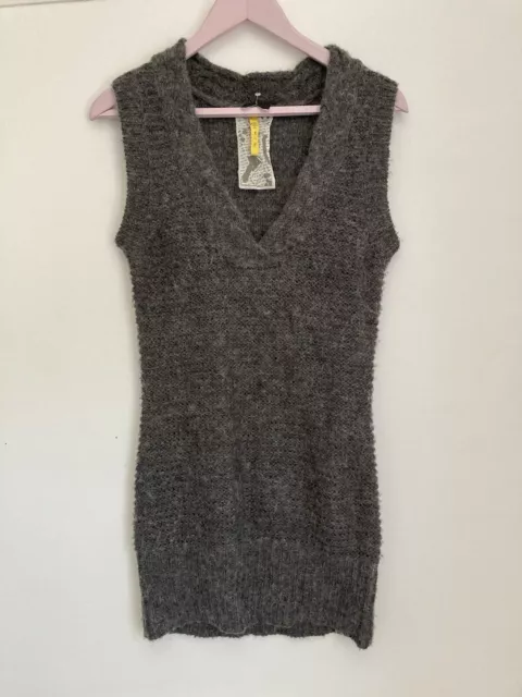 ichi wool alpaca grey sleeveless jumper vest tunic brand new bnwt size xs