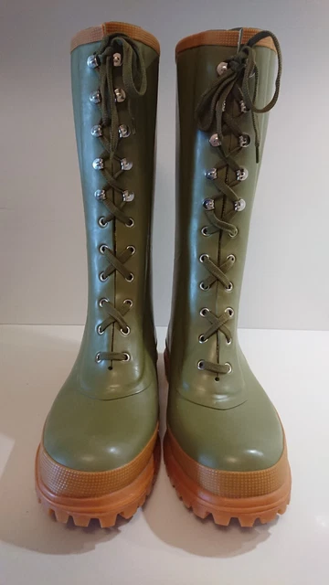 STIVALI GOMMA SUPERGA Combat Lacci Verde Taglia 44 Suola Alpina