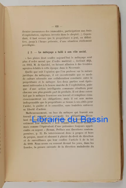 Le métayage Droit actuel et projet de réforme Jean Dudez 1938 2