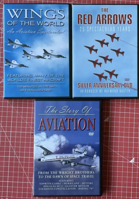 3X Aviation (Aircraft) DVDs inc. Wings Of The World, Red Arrows, The Story of