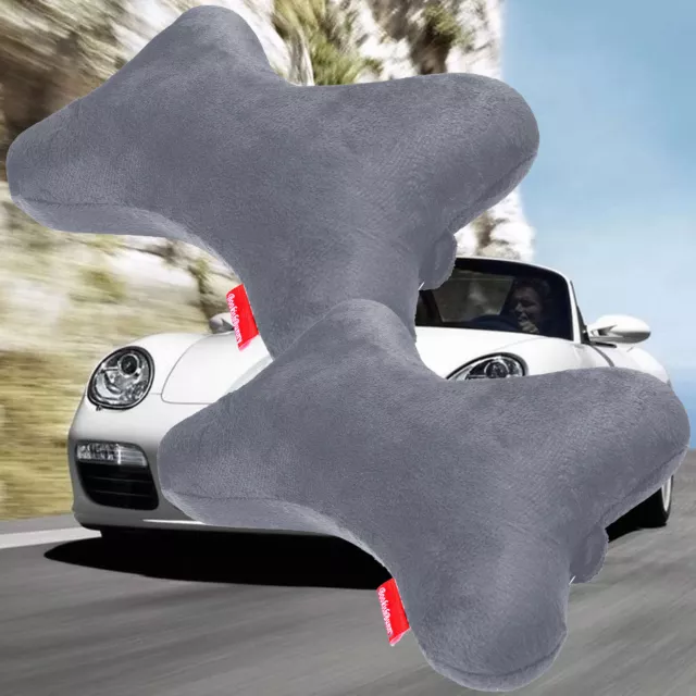 2 pcs Dog Bone Car Neck Pillow Head Rest Memory Foam Travel Trip Posture Support