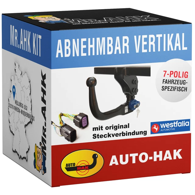 Gancio di traino AutoHak verde rimovibile per Mercedes Classe B 11-18 con 7 poli spe