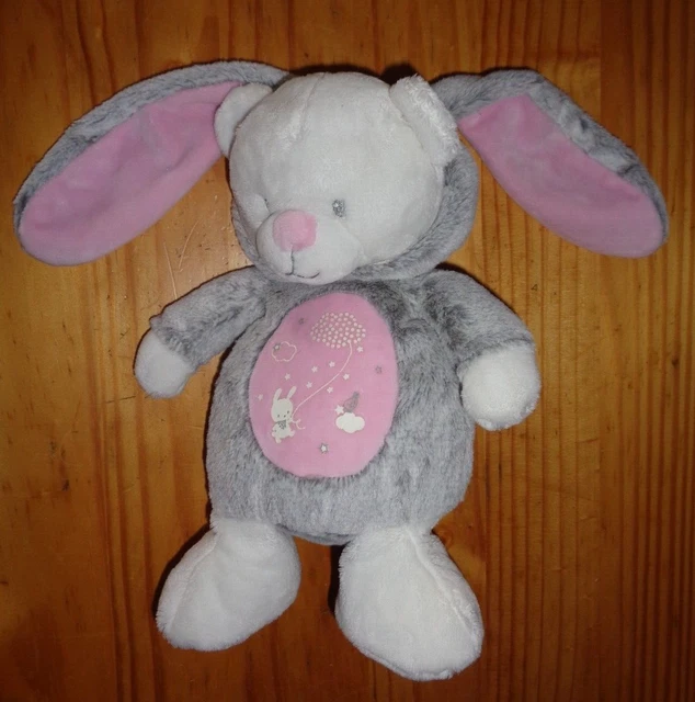 Rb/ Doudou Peluche Mots D'enfants Ours Lapin Gris Rose Etoile Nuage Exc Etat