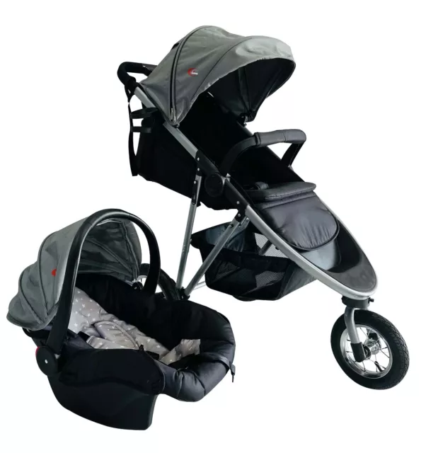 Mamakiddies 3 Wheel Baby Stroller with Carry Cot Pram Jogger Push chair 2