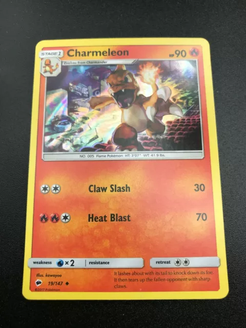 Charmeleon HOLO RARE 19/147 Pokemon SM Burning Shadows NM Premium Collection