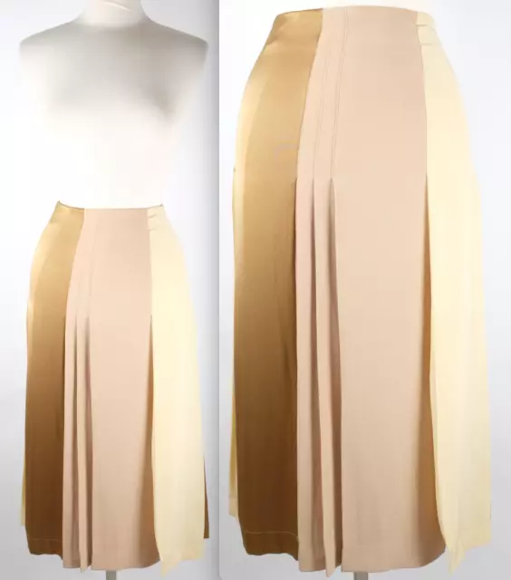 Old CELINE Phoebe Philo skirt 34 US 0 skirt midi pleated tri color silk $3495