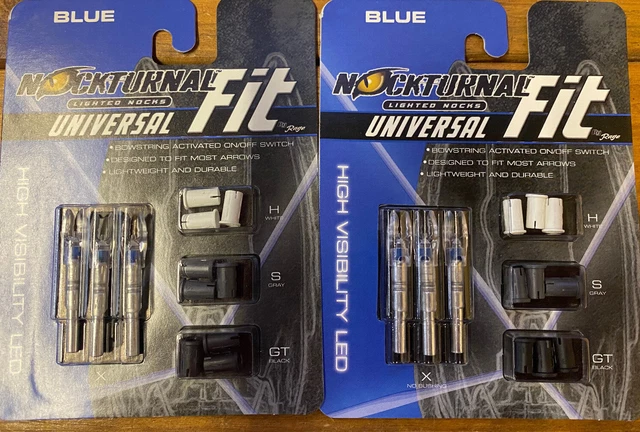 2 New Nockturnal By Rage Universal Fit BLUE  Lighted Nock 3pk Arrow Lights
