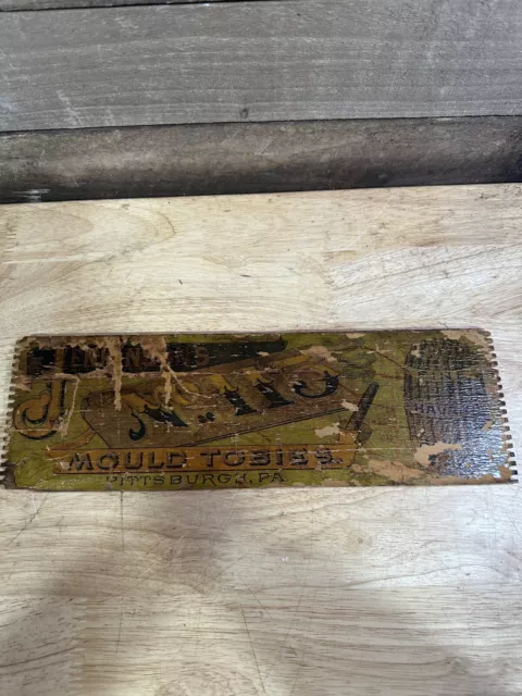 Antique Jenkinsons Mould Tobies Pittsburgh PA Cigar Box Label With Wood Backing